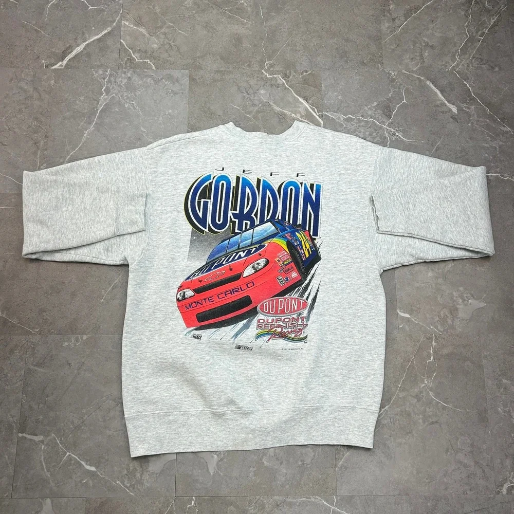 90s Vintage Nascar Jeff Gordon Sweatshirt Mens Large Racing Pullover Crewneck